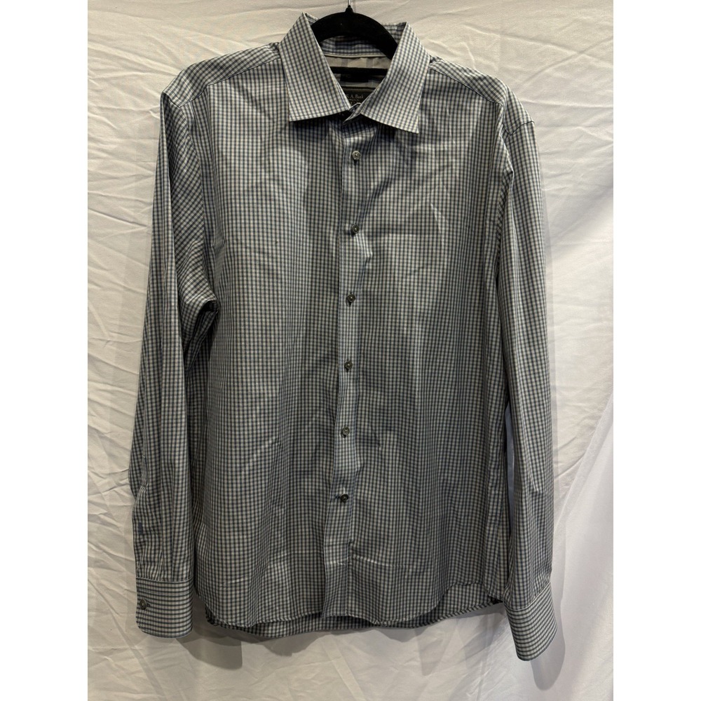 (Lot 2)Jos. A. Bank Reserve Tailored Fit Dress Shirt L Check Gray Blue - Picture 5 of 8